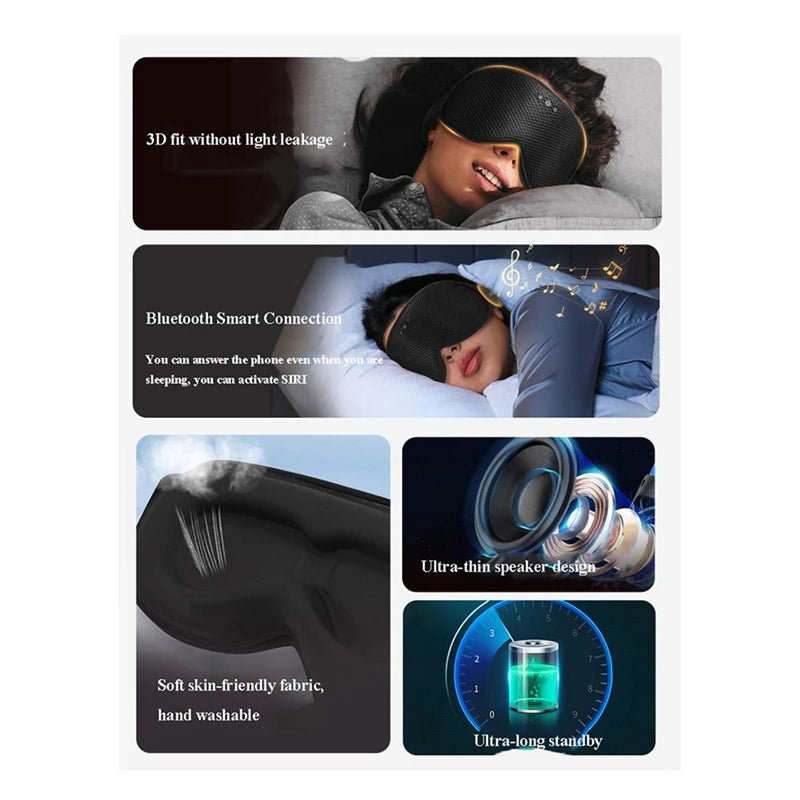 Breeze Eye Mask Sleep | Wireless Bluetooth Speakers, Adjustable Fit 3