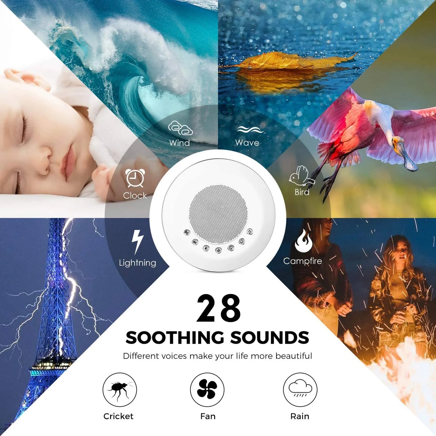 Milo White Noise Machine | Portable Sound Machine for Sleep with 28 Soothing Sounds 3
