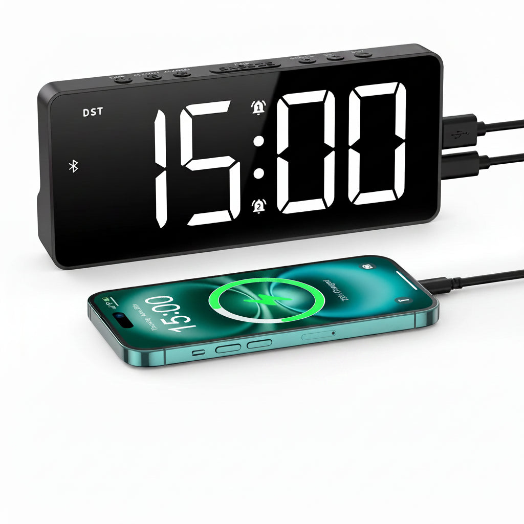 Oreo Digital Alarm Clock | Bluetooth Sync, 7-Inch LED Display 0