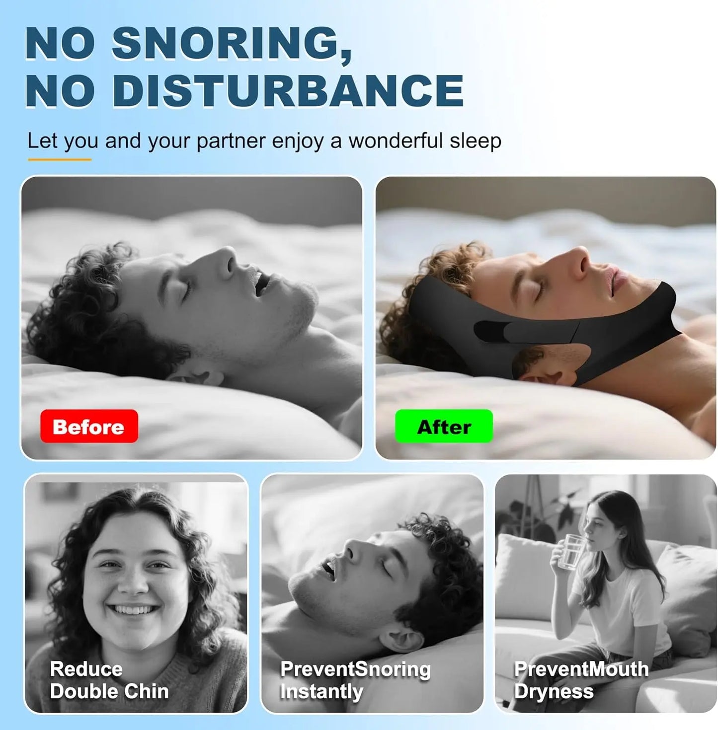 Snooze Chin Strap for Snoring | Adjustable, High Elasticity, Hypoallergenic 5